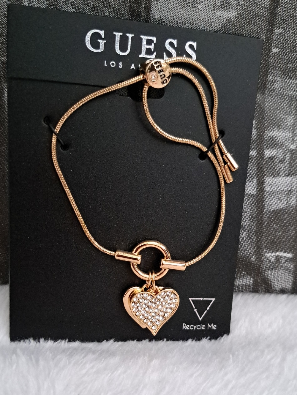 GUESS Rose Gold Crystal Heart Slider Bracelet